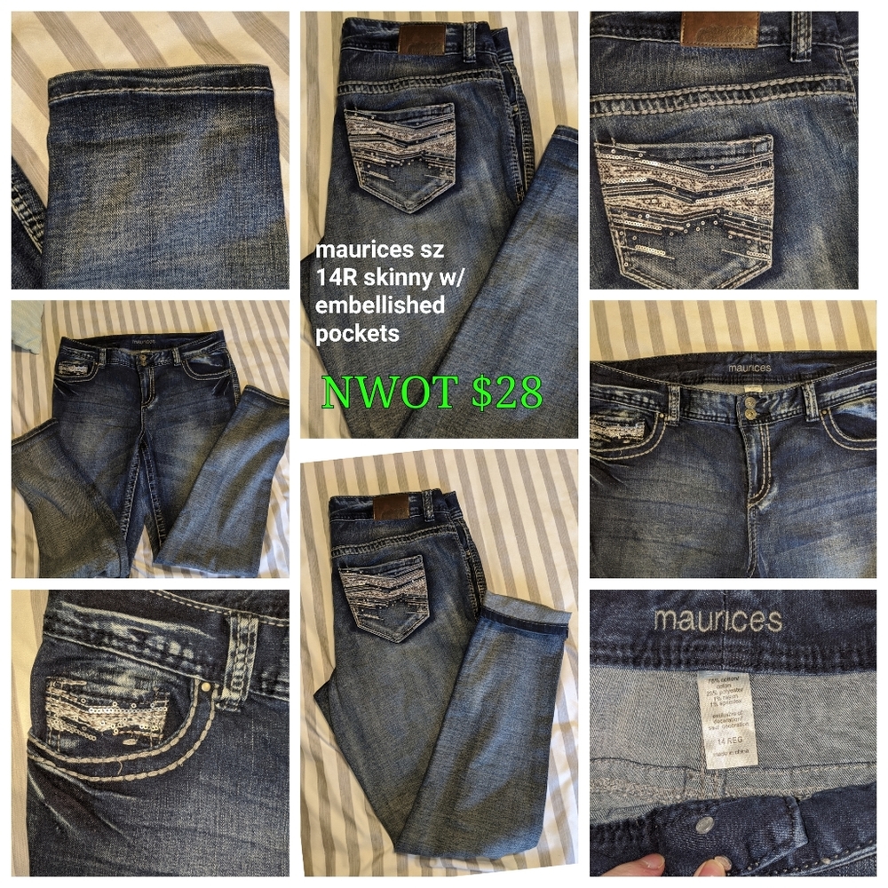 Maurices embellished skinny jeans NWOT